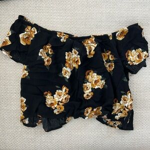 Forever 21 floral crop open back top